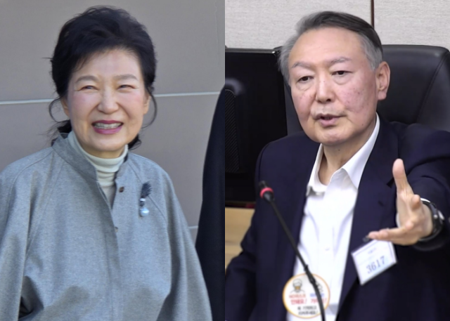 박근혜 전 대통령(왼쪽)과 윤석열 전 대통령. 사진=뉴스1, 중앙지법 제공