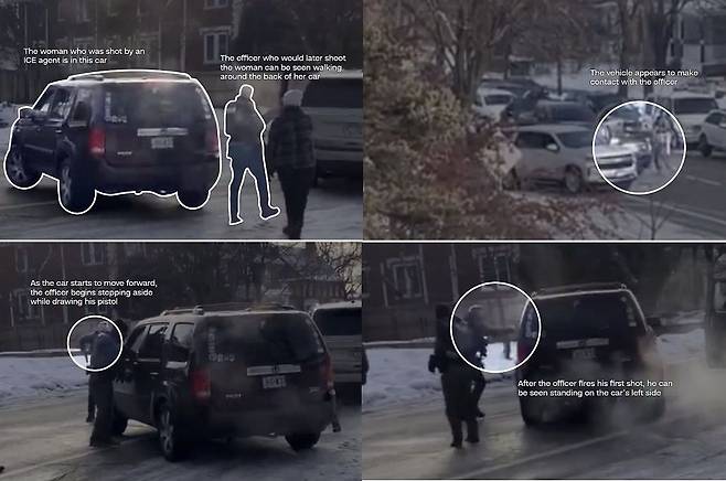CNN은 8일(현지시간) 전날 ICE요원의 불법 이민자 단속 과정에서 발생한 총격 사건에 대한 현장 영상을 분석해 '사망한 여성이 요원을 향해 돌진했다'는 당국의 주장과 미묘한 차이가 난다고 보도했다. CNN홈페이지