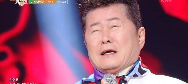 가수 태진아가 신곡 '가시여인아' 무대를 꾸리고 있다. / KBS 2TV '뮤직뱅크'