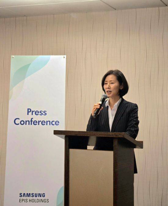 김경아 삼성에피스홀딩스 사장이 14일(현지시간) 미국 샌프란시스코에서 열린 JP모건 헬스케어 콘퍼런스에서 기자간담회를 열었다. /삼성에피스홀딩스