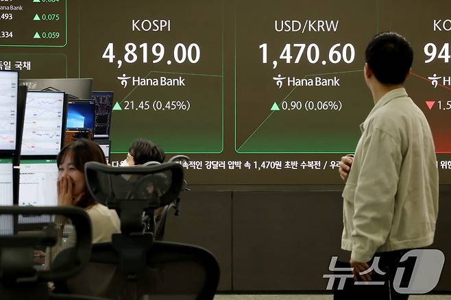 16일 오전 서울 중구 하나은행 딜링룸. 2026.1.16/뉴스1 ⓒ News1 이광호 기자