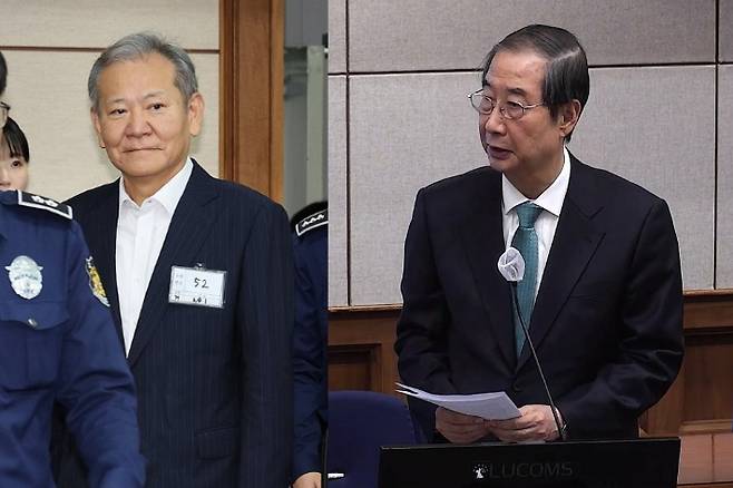 이상민 전 행정안전부 장관과 한덕수 전 국무총리. 연합뉴스