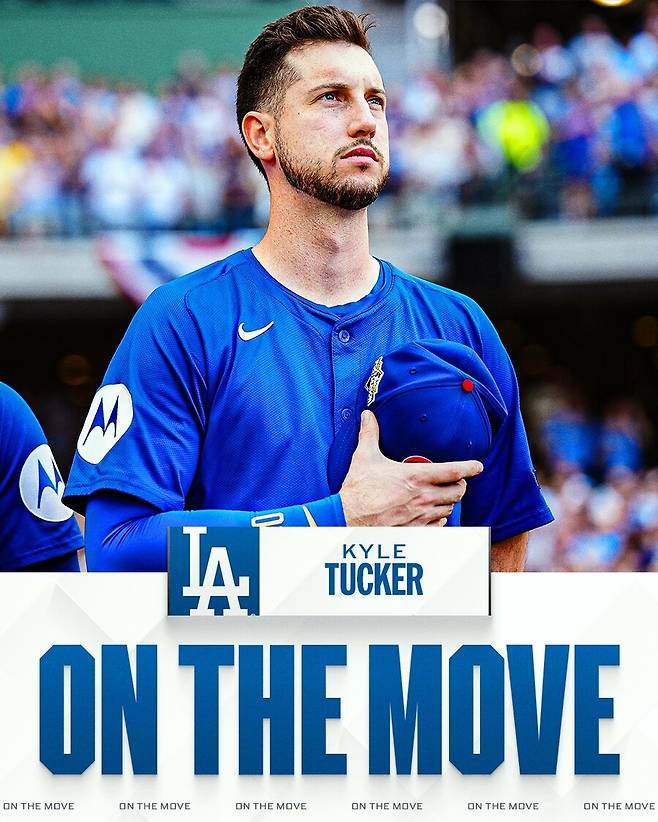 ▲ 4년 2억 4000만 달러의 계약을 통해 LA 다저스에 입단하게 된 카일 터커 ⓒMLB SNS