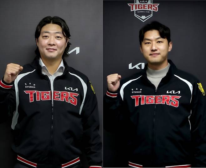 KIA 타이거즈와 계약한 김범수와 홍건희. (KIA 제공)