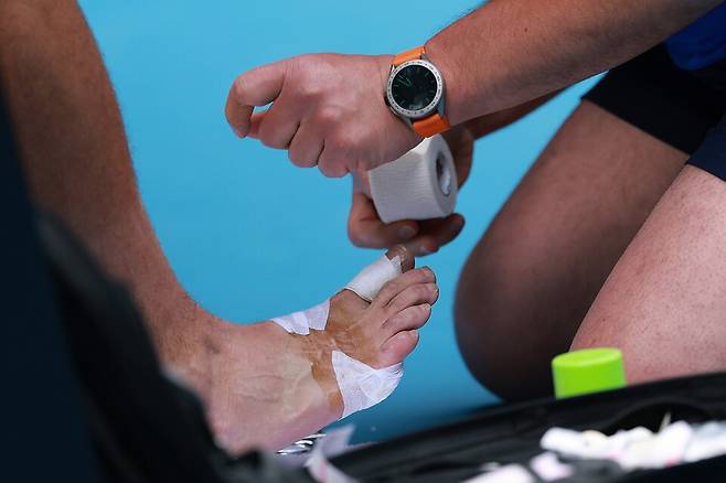 조코비치 발바닥 상태 / 게티이미지코리아