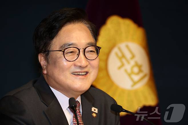 우원식 국회의장이 5일 서울 여의도 국회 사랑재에서 신년 기자회견을 하고 있다. 2026.2.5/뉴스1 ⓒ News1 국회사진기자단