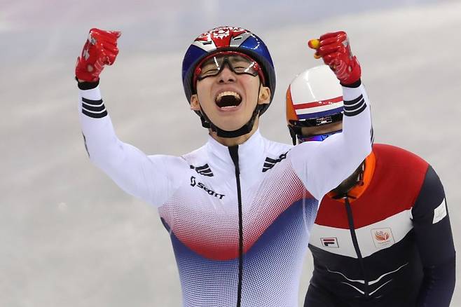 2018 평창 동계 올림픽에서 금메달을 획득할 당시의 임효준.뉴스1