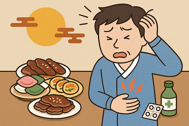 추석과 음식, 소화제에 관한 이미지. 사진=챗GPT