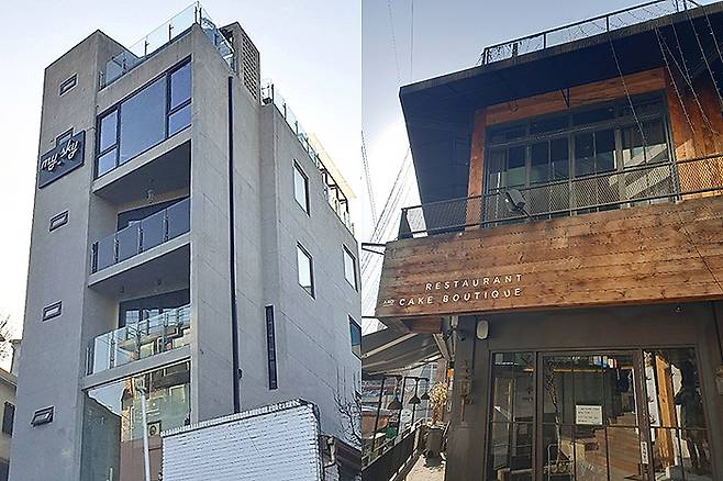 홍석천이 2012년 무렵 매입한 이태원 소재 꼬마빌딩. 현재 두 채 합산 시세는 160억원을 상회하며 큰 시세 차익을 기록 중이다. 네이버부동산