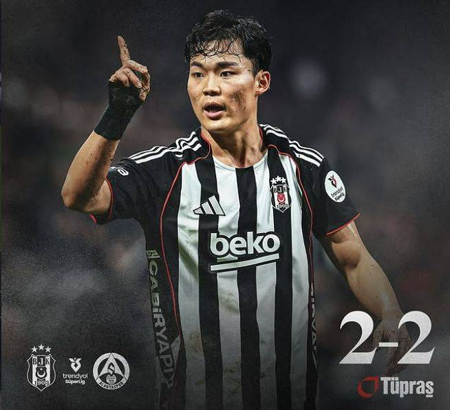 화려한 신고식을 치른 오현규. 사진 베식타시 SNS