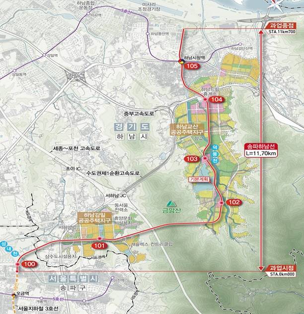 송파하남선 노선 계획도. /제공=국토교통부