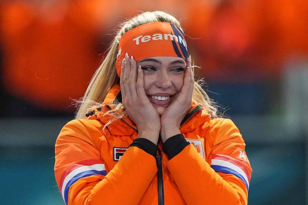 2026 밀라노·코르티나담페초 동계 올림픽 스피드 스케이팅 여자 1000m에서 금메달을 획득한 유타 레이르담. AP연합뉴스