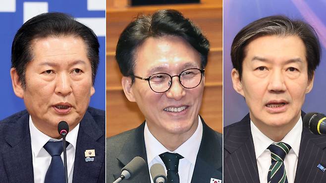(왼쪽부터)더불어민주당 정청래 대표, 김민석 국무총리, 조국혁신당 조국 대표