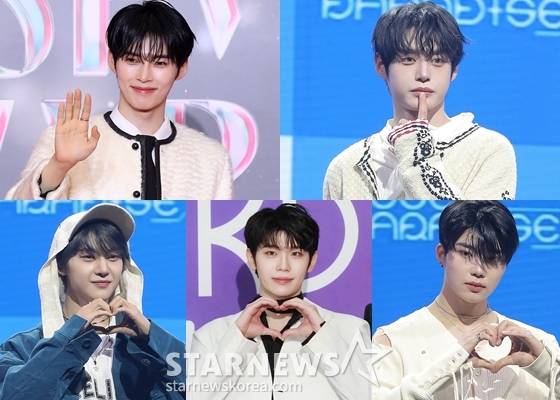 성한빈, 김지웅, 박건욱, 김태래, 석매튜(왼쪽 위부터 시계방향) /사진=스타뉴스