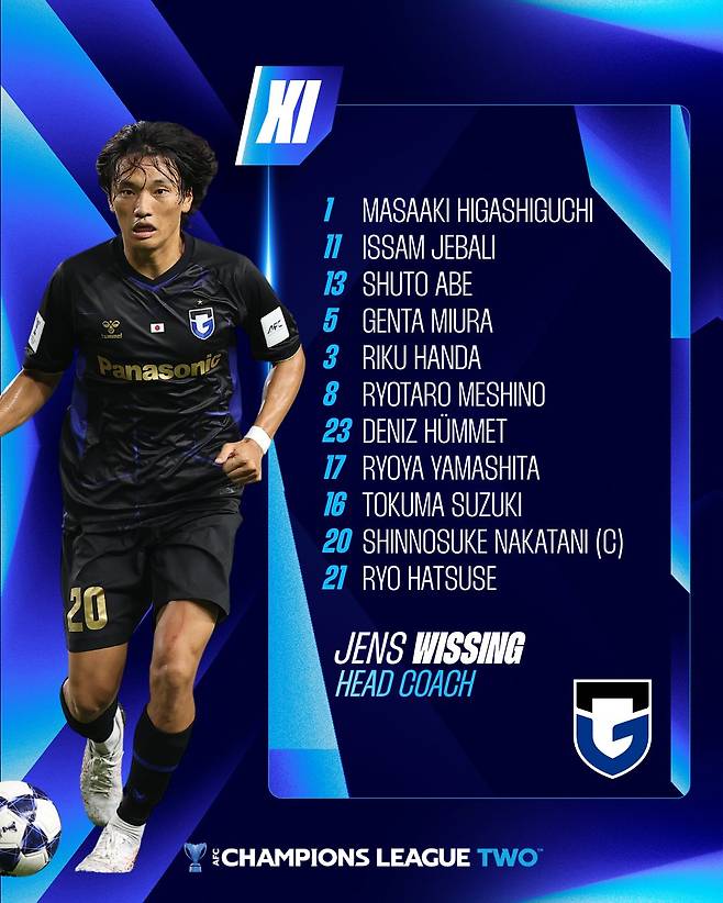 감바 오사카의 포항 스틸러스전 선발 라인업. /사진=아시아축구연맹(AFC) 공식 사회관계망서비스(SNS)