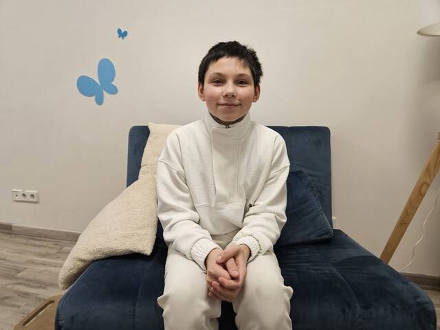 6일 우크라이나 키이우에서 14살 아르투르가 축구선수가 되고 싶은 장래희망을 이야기하고 있다. 아르투르는 축구팀 오볼론FC의 유소년팀에서 중앙 미드필더와 왼쪽 윙을 맡고 있다. 천호성 기자