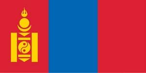 몽골 국기 모습. 왼쪽 아래에 태극 무늬가 보인다. 온라인 갈무리