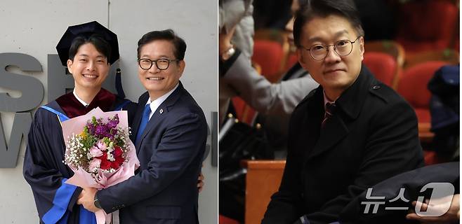 송영길 전 더불어민주당 대표는 23일 김민석 국무총리가 인천계양구에서 펼친 국정설명회에 '아들의 고스쿨 졸업식'때문에 부득이하게 참석하지 못했다고 밝혔다. 오른쪽은 송 전 대표와 함께 인천계양을 보궐선거 출마를 선언한 김남준 전 청와대 대변인이 김 총리 설명회에 참석한 모습. (SNS 갈무리) 2026.2.23 ⓒ 뉴스1 임세영 기자