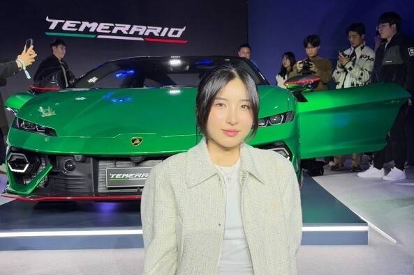 지난해 3월 람보르기니 신차 ‘테메라리오’ 론칭 행사에 참석한 김길리 선수. 700크리에이터스 인스타그램 갈무리