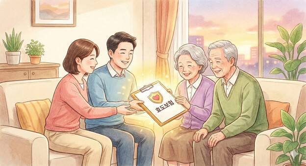 생성형 인공지능 ‘나노 바나나’를 활용해 효도보험을 열쇳말로 제시하고 그린 삽화.