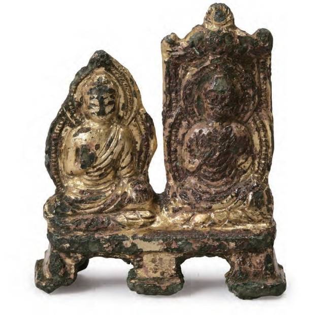 황룡사지 출토 금동이불병좌상. 경주문화유산연구소 제공