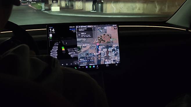 테슬라 완전자율주행(FSD) 기능이 탑재된 ‘모델 Y’. 라스베이거스=김채빈 기자 chaebi@