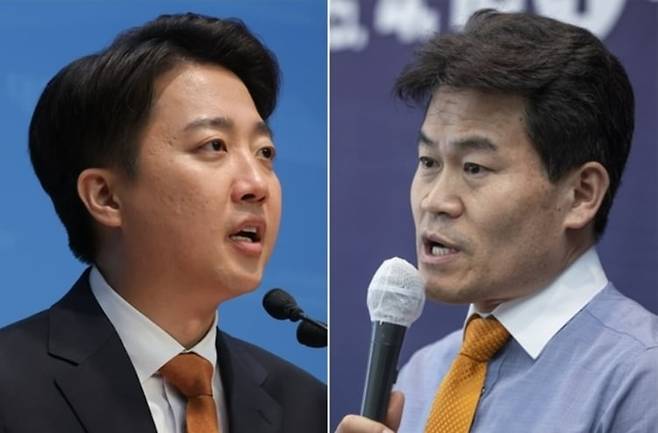 이준석(왼쪽) 개혁신당 대표와 강성 유튜버 전한길씨./연합뉴스