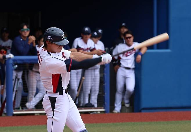 ▲ WBC 대표팀 연습경기에서 점차 올라오는 컨디션을 과시하며 올 시즌 희망을 키우고 있는 김도영 ⓒKIA타이거즈