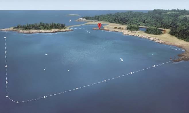 캐나다 웨일 생추어리 프로젝트의 계획도. 근처에 수의사, 연구원 등이 지내는 시설을 두어 비상 상황에 대비한다. Whale Sanctuary Proje 제공