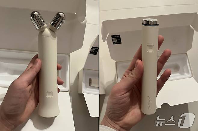 '메디큐브 에이지알 부스터 브이 롤러+프로 미니 플러스' 두 제품 무게를 합해도 총 225g 불과하다.