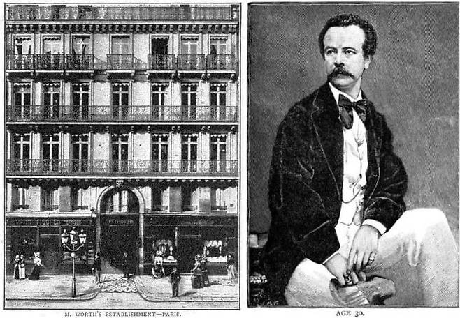 (왼쪽부터) 1890년대 ’하우스 오브 워스’의 전경과 서른살 무렵의 찰스 프레데릭 워스의 초상.