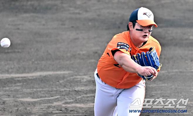 22일 일본 오키나와 니시자키 야구장에서 열린 한화 이글스와 지바 롯데의 연습경기. 한화 김서현이 역투하고 있다. 오키나와(일본)=박재만 기자 pjm@sportschosun.com/2026.02.22/