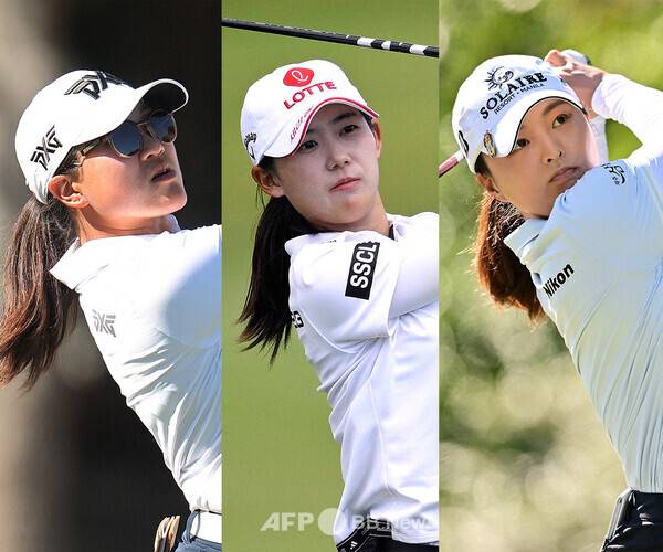 2026년 미국여자프로골프(LPGA) 투어 '아시안 스윙' HSBC 위민스 월드챔피언십 준우승을 기록한 교포 선수 오스턴 김(미국), LPGA 투어에서 활약하는 루키 황유민, 전 세계랭킹 1위 고진영 프로. 사진제공=ⓒAFPBBNews = News1 (사진을 무단으로 사용하지 마십시오.)