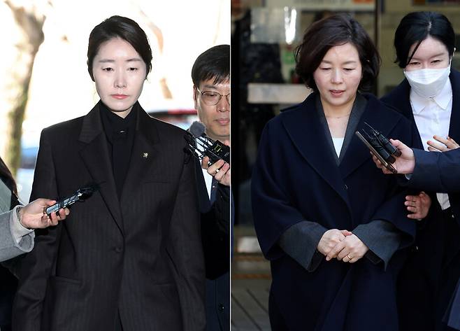 공천헌금 1억원을 주고받은 혐의를 받는 강선우 무소속 의원(왼쪽 사진)과 김경 전 서울시의원이 3일 구속 전 피의자 심문(영장실질심사)을 받기 위해 서울중앙지법에 출석했다. 김영원 기자 forever@hani.co.kr