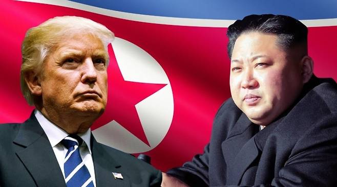 왼쪽부터 도널드 트럼프 미국 대통령, 김정은 북한 국무위원장 자료사진