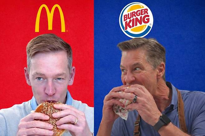 맥도날드 최고경영자 크리스 켐프친스키(왼쪽)와 버거킹 미국 부문 사장 톰 커티스.