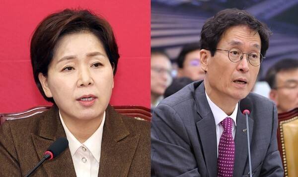 국민의힘 양향자(왼쪽) 최고위원과 함진규 전 한국도로공사 사장./연합뉴스