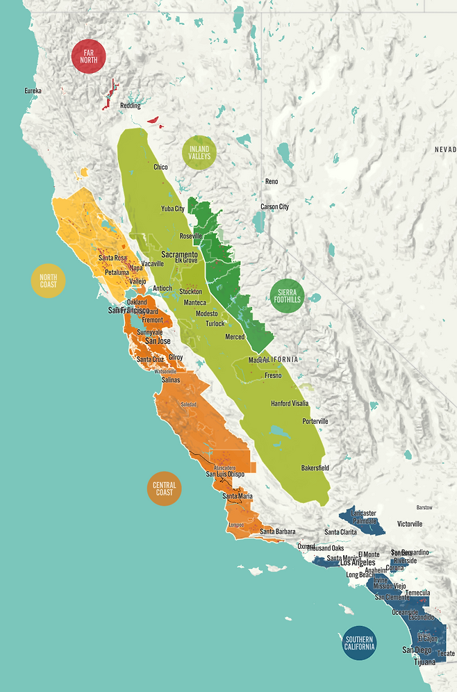 캘리포니아 와인 산지. 캘리포니아와인협회
