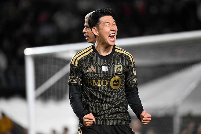 손흥민이 마이애미와 2026시즌 MLS 개막전에서 도움을 올린 뒤 포효하는 모습. 사진=게티이미지/AFP 연합뉴스