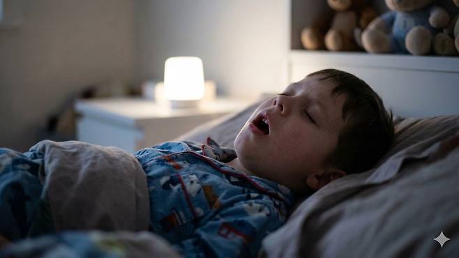 수면무호흡증을 앓는 소아청소년은 독감과 코로나19에 걸릴 위험이 높다|출처: Gemini 생성