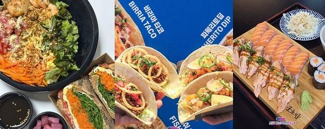 왼쪽부터 저도한끼, 파체리토, 군초밥 대표 메뉴. 서대문구 제공.