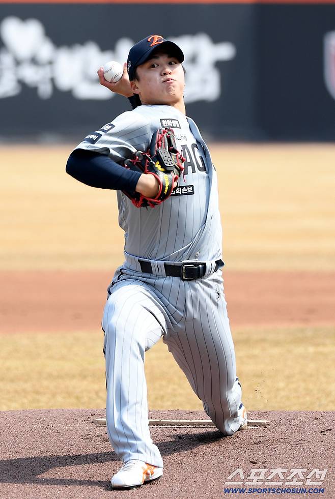 12일 대전한화생명볼파크에서 열린 KBO리그 한화 이글스와 삼성 라이온즈의 시범경기. 한화 왕옌청이 역투하고 있다. 대전=박재만 기자 pjm@sportschosun.com/2026.03.12/
