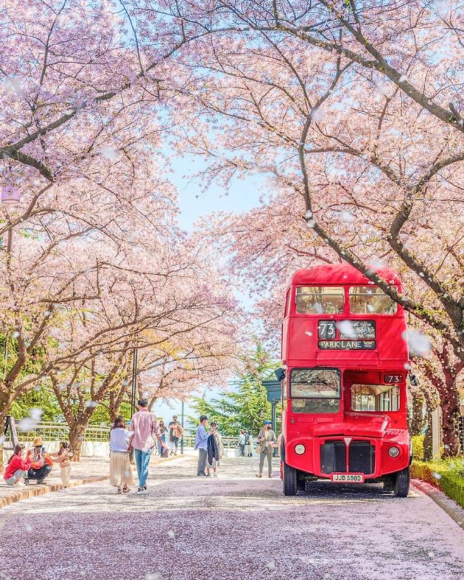 이월드 83타워 4층광장 빨간 2층버스 포토존. /이월드 제공