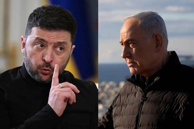 볼로디미르 젤렌스키 우크라이나 대통령과 베냐민 네타냐후 이스라엘 총리. AFP, EPA 연합뉴스