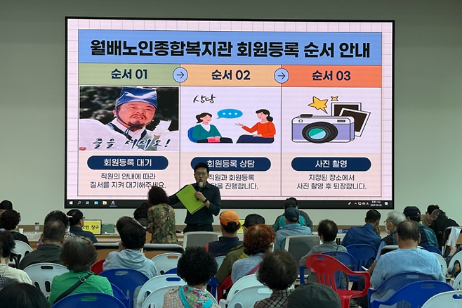 지난 22일 실시된 대구 달서구 월배노인종합복지관 사전등록 현장. 등록접수 3일 만에 지역 노인 4천여명이 몰렸다. 구경모기자