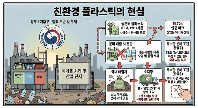 친환경 플라스틱의 현실에 대한 생성형 이미지. 제미나이