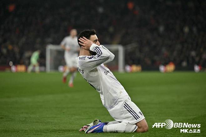 아쉬워하는 맨체스터 유나이티드 주장 브루노 페르난데스. 사진=AFPBBNews=News1