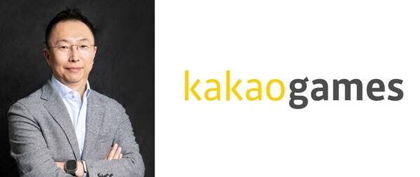 한상우 카카오게임즈 대표(왼쪽)과 카카오게임즈 로고(사진=카카오게임즈 제공)