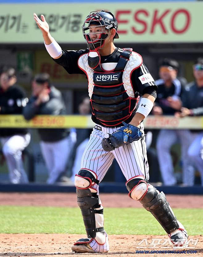 22일 대구삼성라이온즈파크에서 열린 LG와 삼성의 시범경기. 수비를 펼치는 LG 포수 이주헌. 대구=허상욱 기자wook@sportschosun.com/2026.03.22/