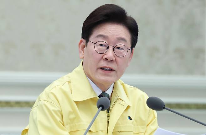 이재명 대통령이 23일 청와대 영빈관에서 열린 제59차 중앙통합방위회의에서 발언하고 있다. 연합뉴스